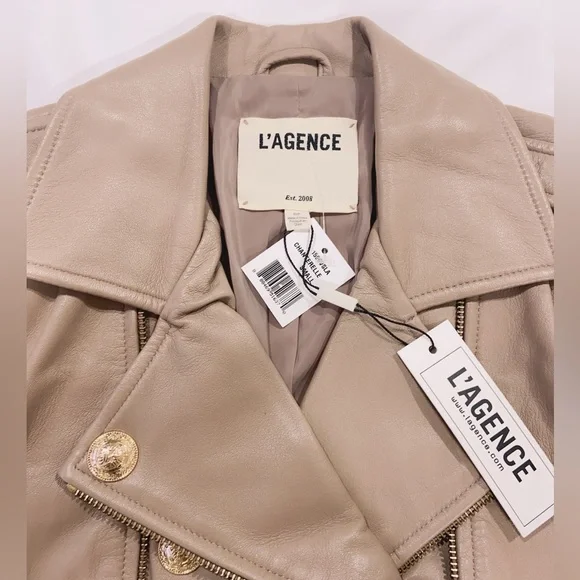 NWT $1395 L'agence Billie Belted Leather Jacket
